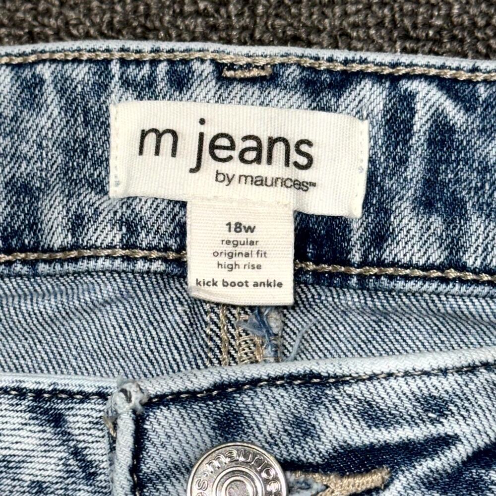 M Jeans By Maurices Kick Boot Ankle Jeans Women 18W Blue Denim High Rise Raw Hem - Picture 4 of 8